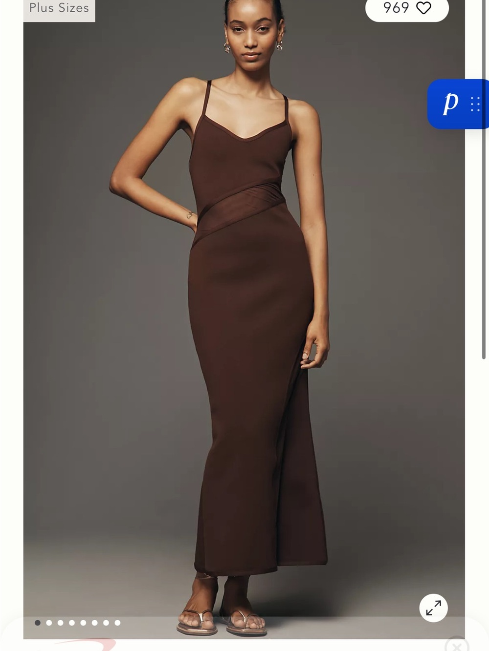 SIEMPRE SHEER PANEL MAXI DRESS Anthropologie brown maxi dress